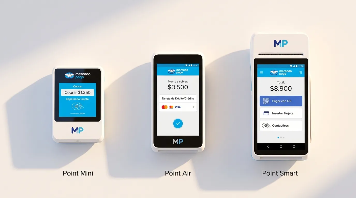 Modelos de terminal Point Mini, Air y Smart de Mercado Pago