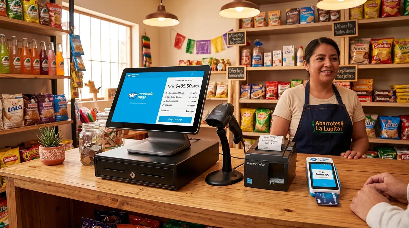 Componentes de un sistema de punto de venta en un negocio mexicano