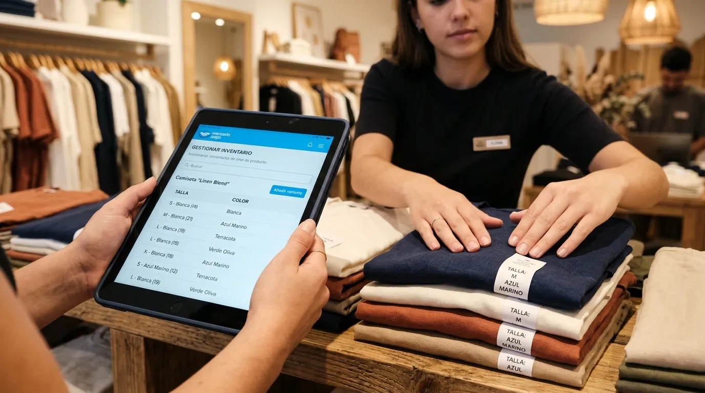 Persona que lleva un control de tallas y colores en punto de venta para boutique