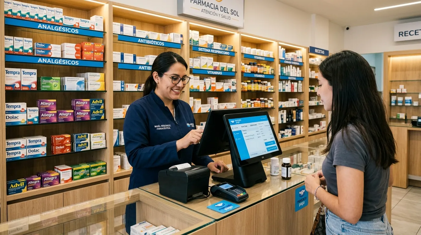 Sistema punto de venta para farmacia en mostrador moderno