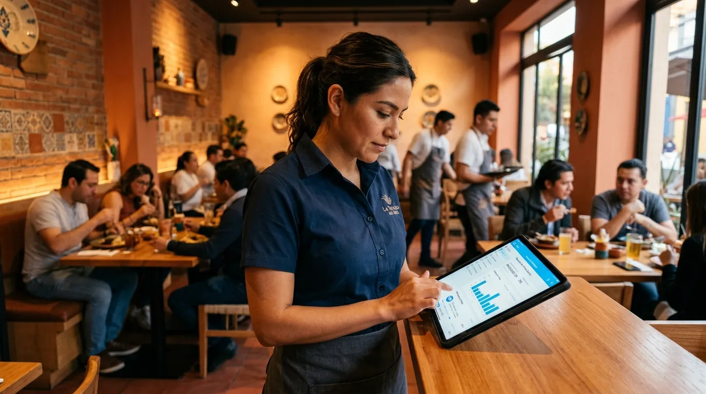 Terminal de punto de venta en restaurante mexicano