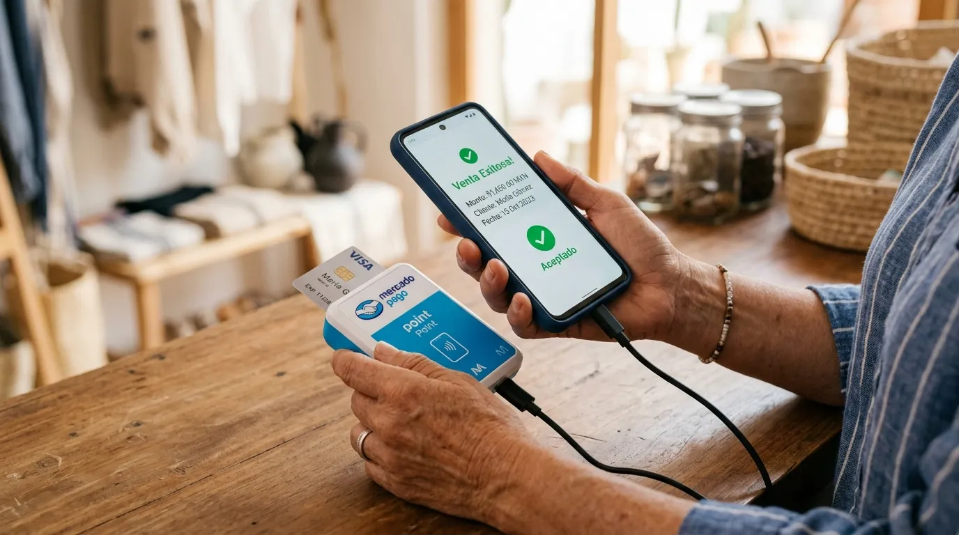 Terminal móvil de punto de venta de Mercado Pago para cobros con tarjeta
