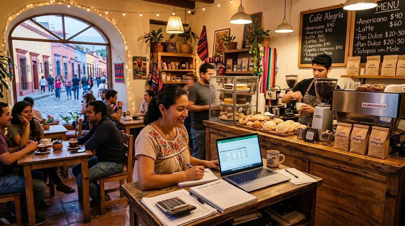 Mujer que usa el indicador financiero que muestra la rentabilidad operativa empresarial en un negocio mexicano.