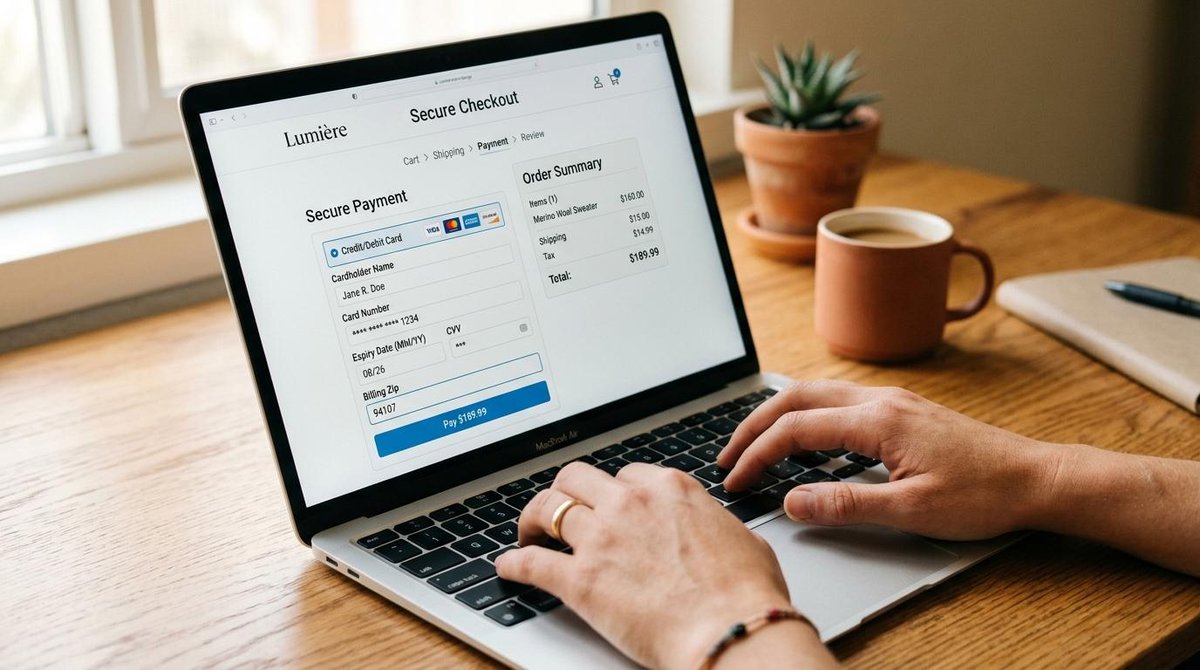 Checkout transparente integrado en una tienda online para pagos rápidos y seguros sin redirecciones.
