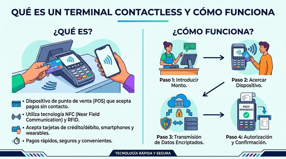 Guía sobre qué es un terminal contactless y cómo funciona para aceptar pagos sin contacto de manera segura.